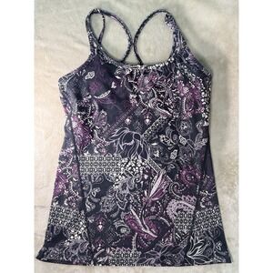 Gaiam women's Floral print sports bra tank top & Leggings Size M Gym Fitness Set